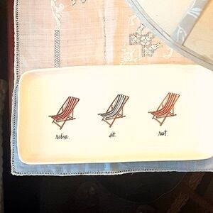 Rae Dunn rectangular tray, trinket tray or serving platter. Relax Sit Rest